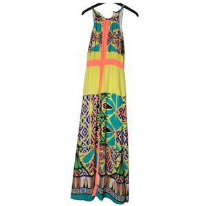 GB Gianni Bini Colorful Tropical Maxi Dress Size Small